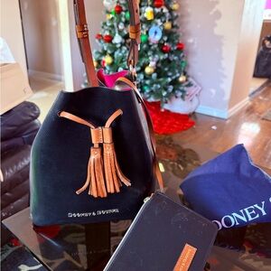 Dooney & Bourke Black and Brown Tassel Shoulder Bag